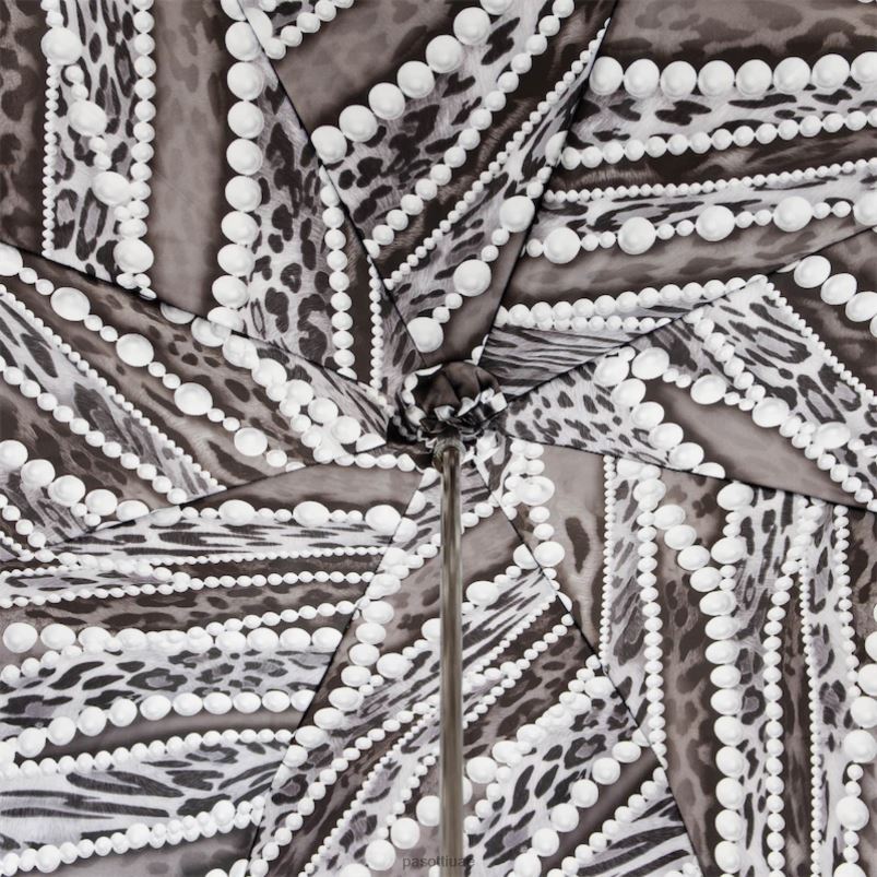 مظلة | 189n 5a003-34 g2 - مظلة مرصعة باللؤلؤ الرمادي وطبعة الفهد PASOTTI Z446V404